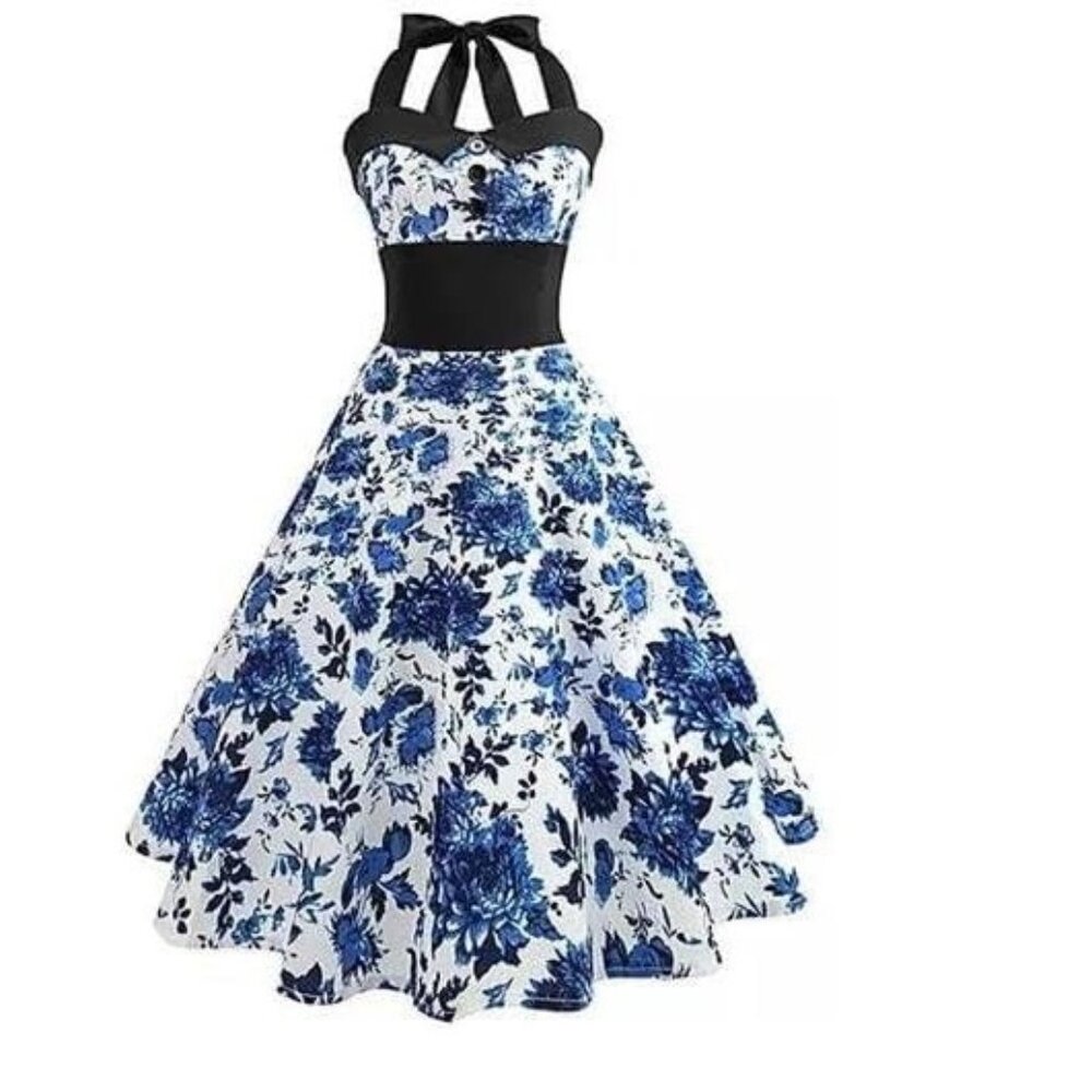 Women's Dress Retro Vintage Swing 1950's Halter floral print